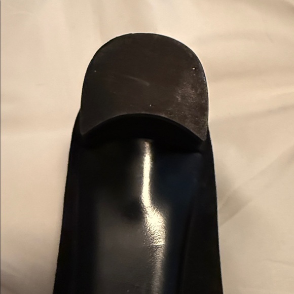 Salvatore Ferragamo Black Suede with Gold detail Heels 8.5 AA - Picture 7 of 10